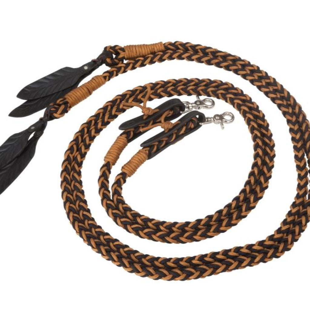 'Amber' Rope Reins Black Brown - Barefoot Saddles Australia