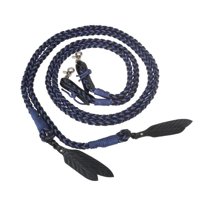 'Amber' Rope Reins Blue Black - Barefoot Saddles Australia