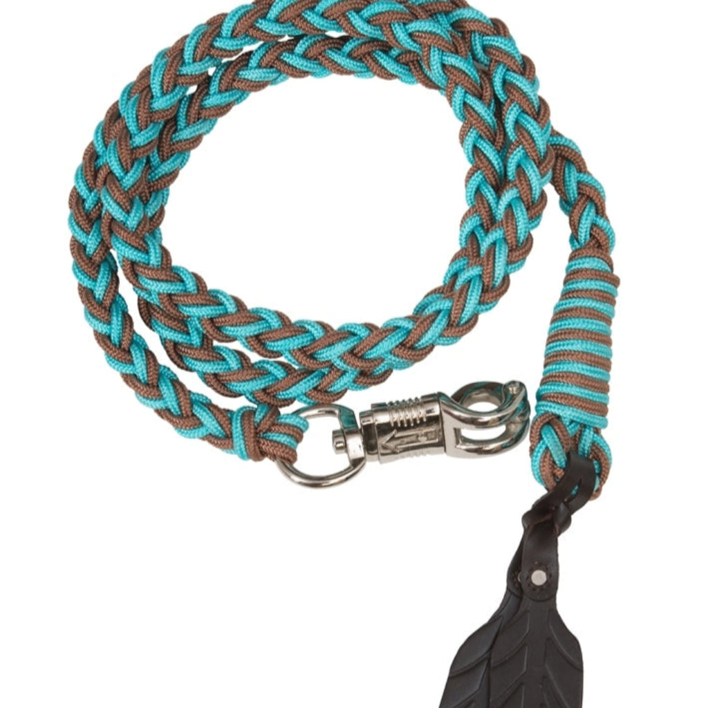 'Amber' Lead and Tie Rope in Brown/Turquoise - Barefoot Saddles Australia